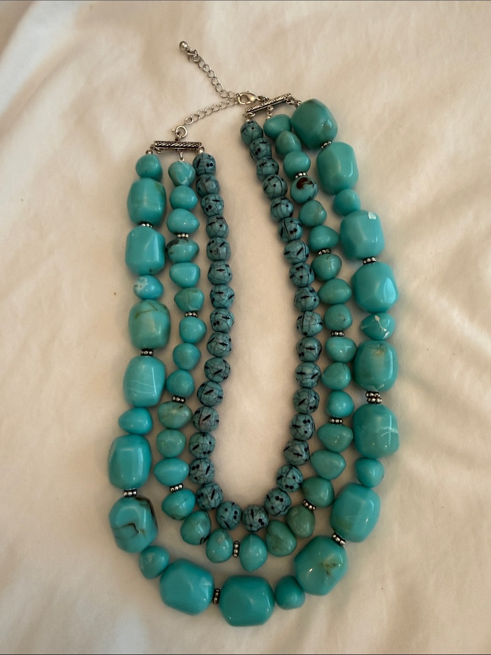 Vintage Avon Chunky Multi Strand Turquoise Bead Statement Necklace